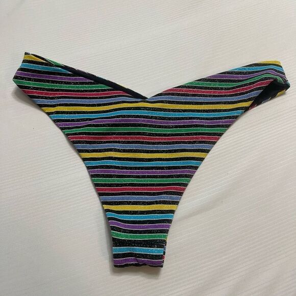 WEWOREWHAT Stripe Bikini Bottoms Size Medium New - Picture 4 of 6